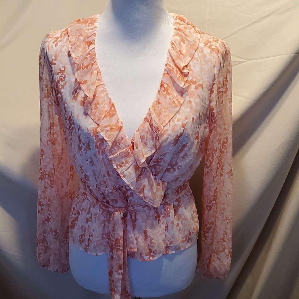 barIII Floral Wrap Blouse SZ SM